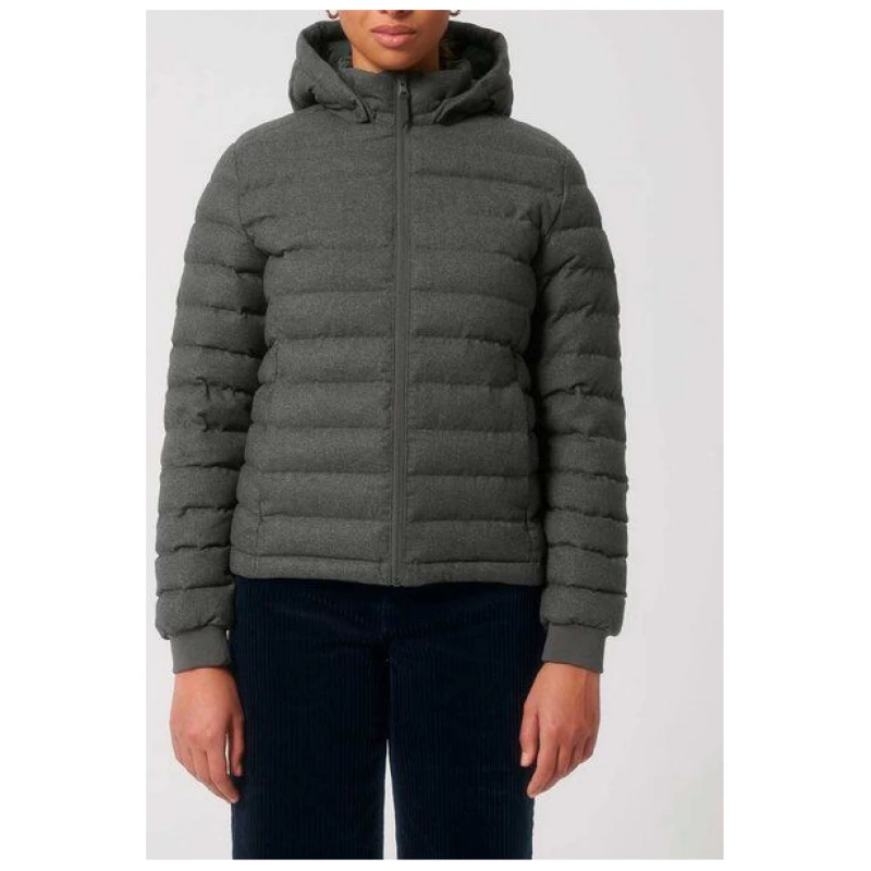 YTWOO Nachhaltige Damen Jacke im Woll-Look, gefüttert, komplett recycelt, Steppjacke