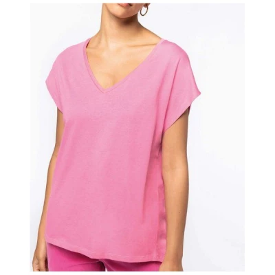 YTWOO Oversized Damen T-Shirt aus Bio-Baumwolle, V-Ausschnitt