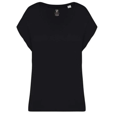 YTWOO Oversized Damen T-Shirt aus Bio-Baumwolle, V-Ausschnitt