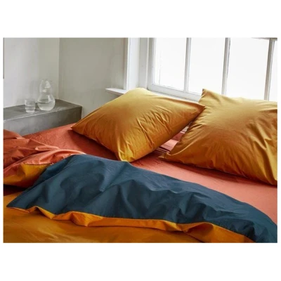 Yumeko Bettwäsche Perkal Double Face Ochre/Navy