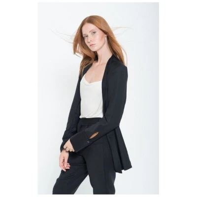 Yuna Miray Lang geschnittener Blazer/Jacke mit Manschette "Blazer Yuna" schwarz und anthrazit