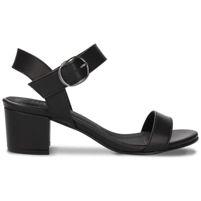 Zinnia Black Vegan Heeled Sandals With Straps