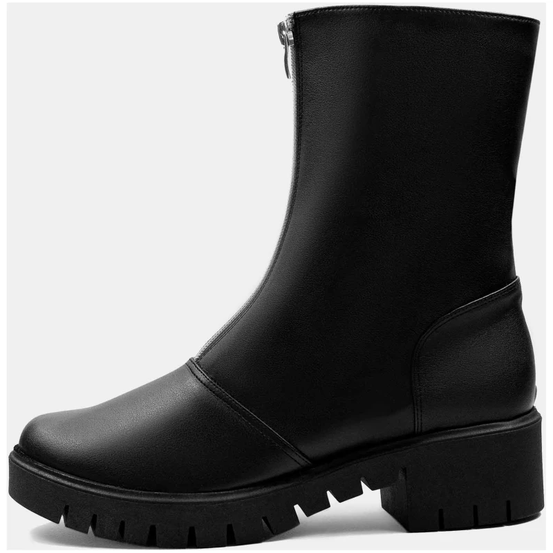 Zip Up Ankle Boots Black Vegan Cactus Leather