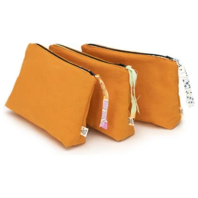 diejuju Kosmetiktasche mit Reißverschluss, upcyling & bio, Canvas Gelb