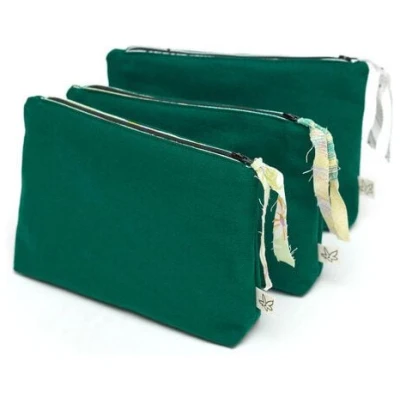 diejuju Kosmetiktasche mit Reißverschluss, upcyling & bio, Canvas grün