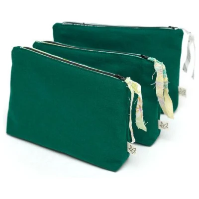 diejuju Kosmetiktasche mit Reißverschluss, upcyling & bio, Canvas grün