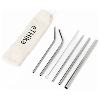 eTHikǝ Edelstahl-Strohhalme im 7er-Pack, Trinkhalme
