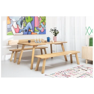 ekomia Esstisch Form A aus Esche mit halbrunden Kantenschliff