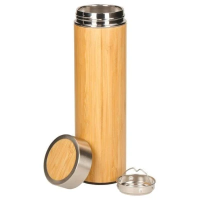 elasto Vakuumflasche - doppelwandige Isolierflasche aus Edelstahl mit Teesieb