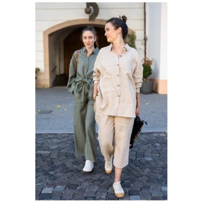 gust. Damen Oversized Hemdbluse aus Leinen - Oversized linen shirt - 100% Bio-Leinen