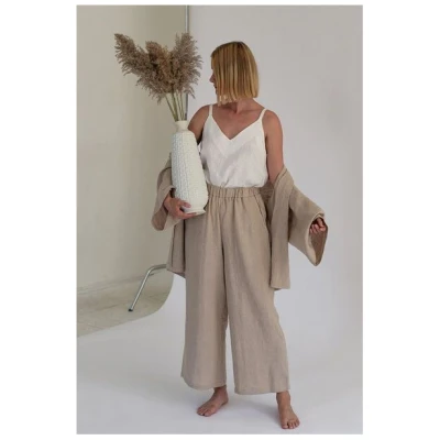 gust. Damen Weite Leinenhosen - Culotte - Linen trousers - 100% Bio-Leinen