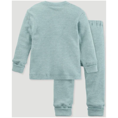 hessnatur Baby Pyjama Regular aus Bio-Baumwolle mit Merinowolle und Seide - grün - Größe 62/68