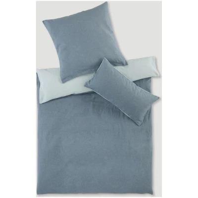 hessnatur Biber Wendebettwäsche-Set aus Bio-Baumwolle - blau - Größe 135x200 / 40x80 cm