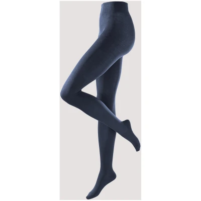 hessnatur Blickdichte Strumpfhose aus Bio-Baumwolle - blau - Größe 36/38