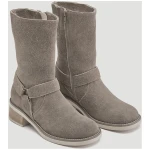 hessnatur Damen Biker Boots aus chromfrei gegerbtem Velours-Leder - grau - Größe 36