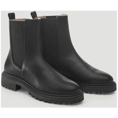 hessnatur Damen Chelsea Boots aus chromfrei gegerbtem Glatt-Leder - schwarz - Größe 36