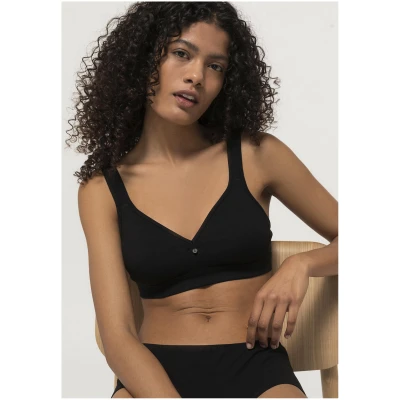 hessnatur Damen Comfort BH bügellos COTTON FEEL aus Bio-Baumwolle - schwarz - Größe 70B