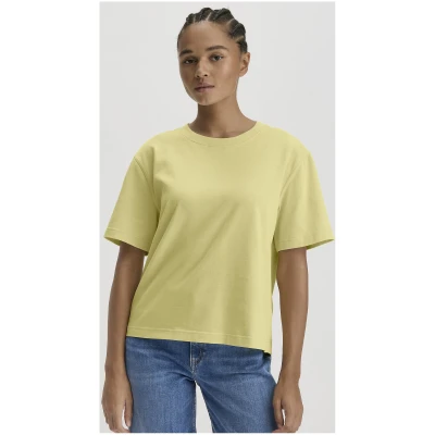 hessnatur Damen Heavy Jersey T-Shirt Oversize aus Bio-Baumwolle - gelb - Größe 34