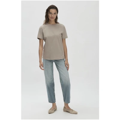 hessnatur Damen Heavy T-Shirt Relaxed aus Bio-Baumwolle - beige - Größe 34