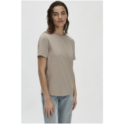 hessnatur Damen Heavy T-Shirt Relaxed aus Bio-Baumwolle - beige - Größe 34
