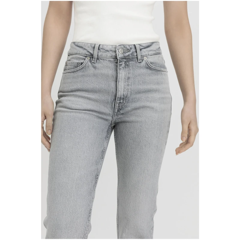 hessnatur Damen Jeans BEA High Rise Straight aus Bio-Denim - grau - Größe 25/29