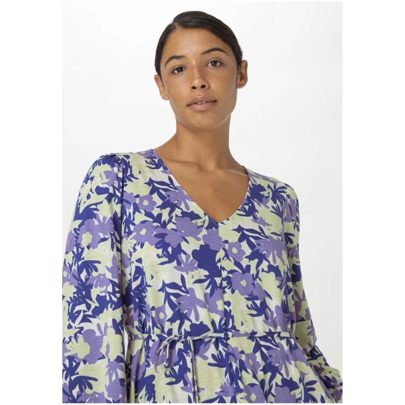 hessnatur Damen Jersey-Kleid Midi Relaxed aus Bio-Baumwolle - blau - Größe 34