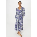 hessnatur Damen Jersey-Kleid Midi Relaxed aus Bio-Baumwolle - blau - Größe 34