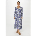hessnatur Damen Jersey-Kleid Midi Relaxed aus Bio-Baumwolle - blau - Größe 34