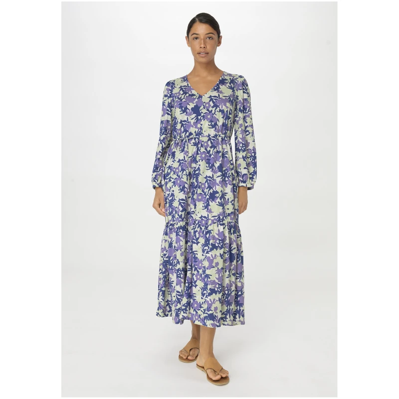 hessnatur Damen Jersey-Kleid Midi Relaxed aus Bio-Baumwolle - blau - Größe 34