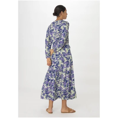 hessnatur Damen Jersey-Kleid Midi Relaxed aus Bio-Baumwolle - blau - Größe 34