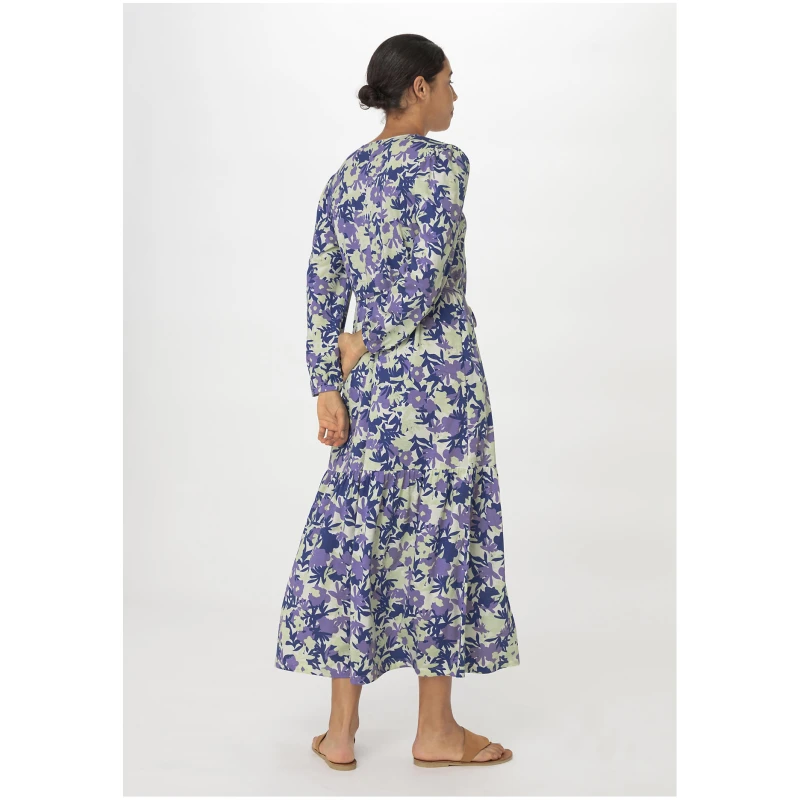 hessnatur Damen Jersey-Kleid Midi Relaxed aus Bio-Baumwolle - blau - Größe 34