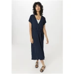 hessnatur Damen Jersey Kleid Midi Relaxed aus Leinen - blau - Größe L