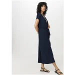 hessnatur Damen Jersey Kleid Midi Relaxed aus Leinen - blau - Größe L