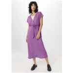hessnatur Damen Jersey Kleid Midi Relaxed aus Leinen - lila - Größe L