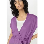 hessnatur Damen Jersey Kleid Midi Relaxed aus Leinen - lila - Größe L