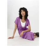 hessnatur Damen Jersey Kleid Midi Relaxed aus Leinen - lila - Größe L