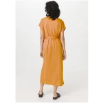hessnatur Damen Jersey Kleid Midi Relaxed aus Leinen - orange - Größe L