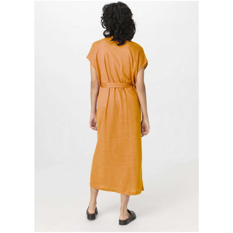hessnatur Damen Jersey Kleid Midi Relaxed aus Leinen - orange - Größe L