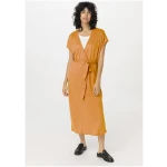 hessnatur Damen Jersey Kleid Midi Relaxed aus Leinen - orange - Größe L