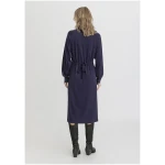 hessnatur Damen Jersey Kleid Midi Relaxed aus TENCEL™ Lyocell mit Bio-Baumwolle - blau - Größe 34