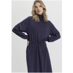 hessnatur Damen Jersey Kleid Midi Relaxed aus TENCEL™ Lyocell mit Bio-Baumwolle - blau - Größe 34