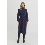 hessnatur Damen Jersey Kleid Midi Relaxed aus TENCEL™ Lyocell mit Bio-Baumwolle - blau - Größe 34