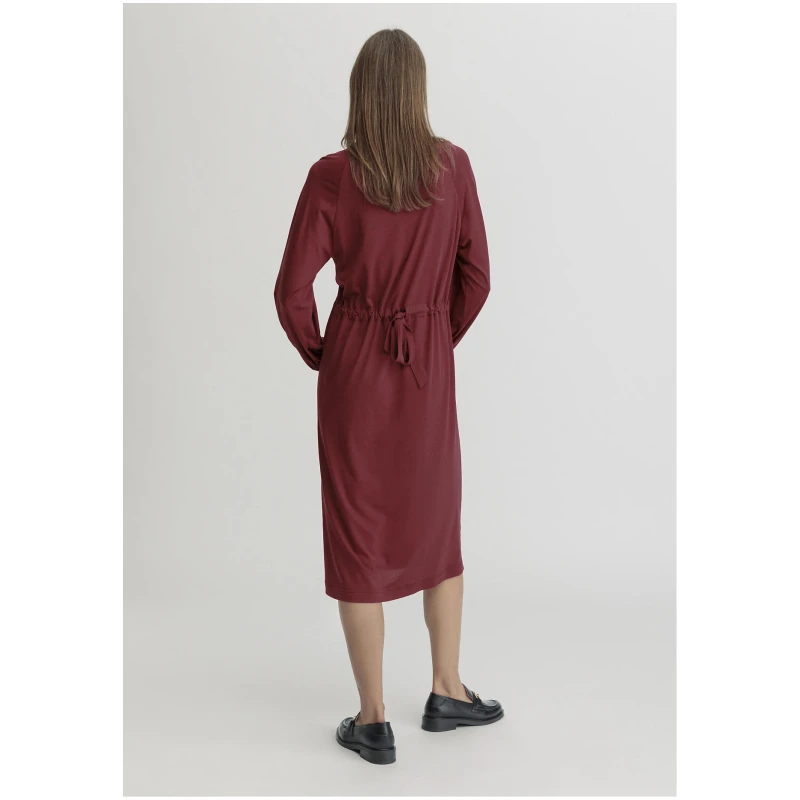 hessnatur Damen Jersey Kleid Midi Relaxed aus TENCEL™ Lyocell mit Bio-Baumwolle - rot - Größe 34