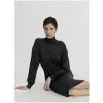 hessnatur Damen Jersey Kleid Midi Relaxed aus TENCEL™ Lyocell mit Bio-Baumwolle - schwarz - Größe 34