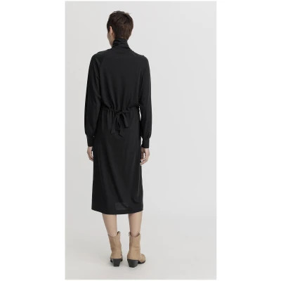 hessnatur Damen Jersey Kleid Midi Relaxed aus TENCEL™ Lyocell mit Bio-Baumwolle - schwarz - Größe 34