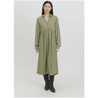 hessnatur Damen Kleid Midi Relaxed aus LENZING™ ECOVERO™ - grün - Größe 34