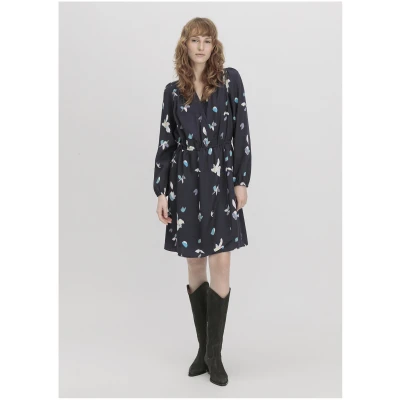 hessnatur Damen Kleid Mini Regular aus TENCEL™ Lyocell - blau - Größe 34