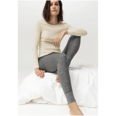 hessnatur Damen Leggings Regular Cut COTTON - MERINO - SILK - grau - Größe 34