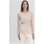 hessnatur Damen Longsleeve Fitted WARM TOUCH aus Bio-Merinowolle und TENCEL™ Lyocell - beige - Größe 34