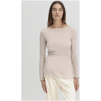 hessnatur Damen Longsleeve Fitted WARM TOUCH aus Bio-Merinowolle und TENCEL™ Lyocell - beige - Größe 34